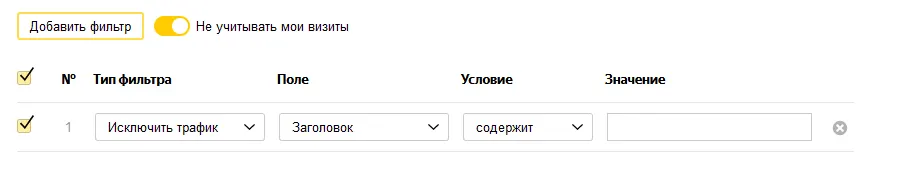 Настройки фильтров яндекс метрики